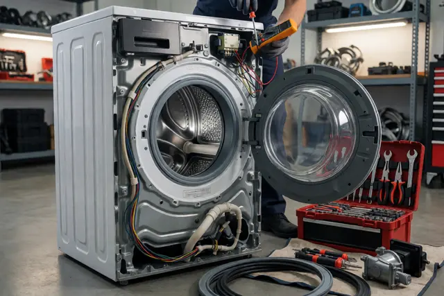 Front load washing machine repair — drum and gasket service