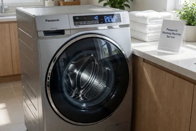 Panasonic washing machine service — technician servicing a Panasonic washer