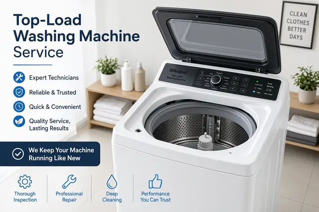 Top load washing machine service with open lid